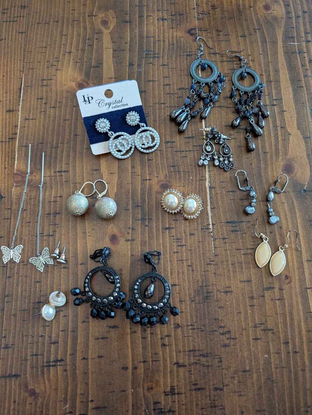 Mixed Earring Set - Black, Gold, Pearl & Silver Tones